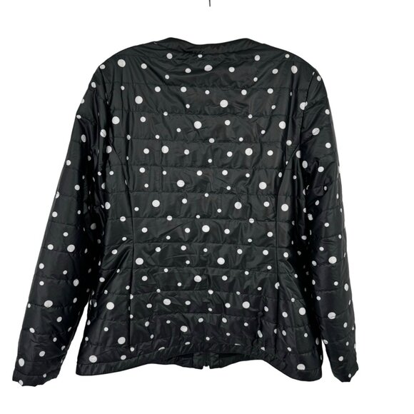 Chico's 1 Zenergy Polka Dot Quilted Jacket Black White Size medium pockets - Picture 5 of 12